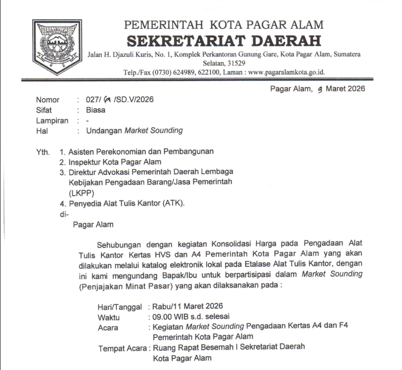 SURAT EDARAN : SURAT UNDANGAN MARKET SOUNDING-BPBJ