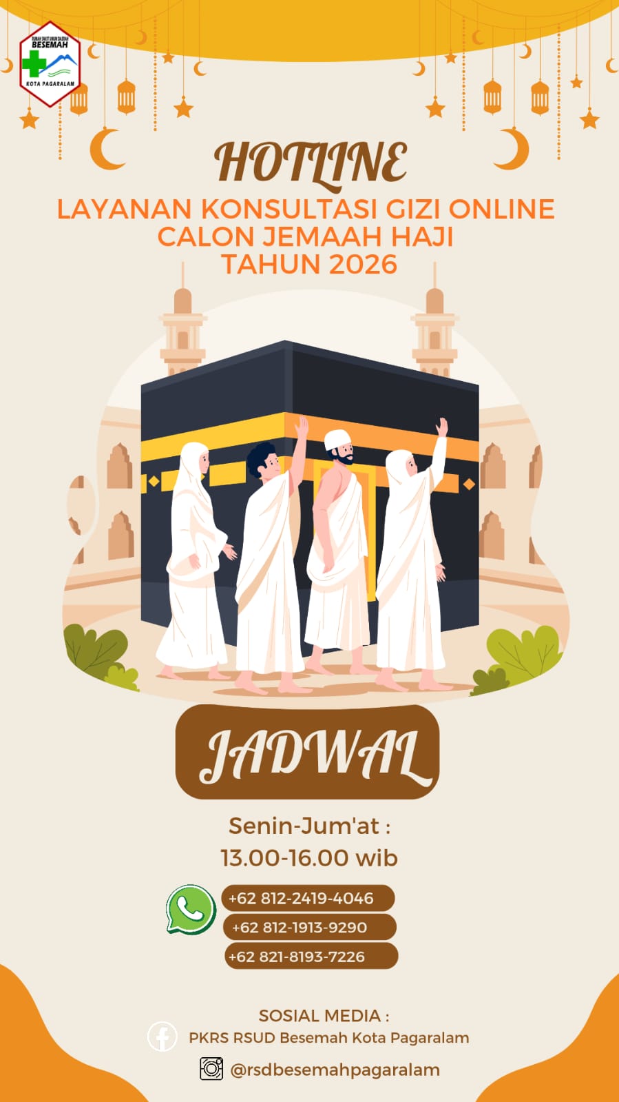 HOTLINE : LAYANAN KONSULTASI GIZI ONLINE CALON JEMAAH HAJI TAHUN 2026